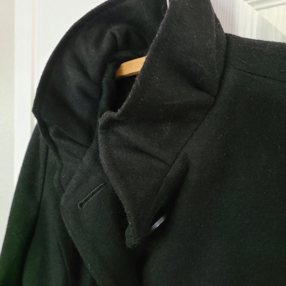 ⭐️Old Navy⭐️Classic Black Ruffled Wool Pea Coat Size Medium - Picture 8 of 9